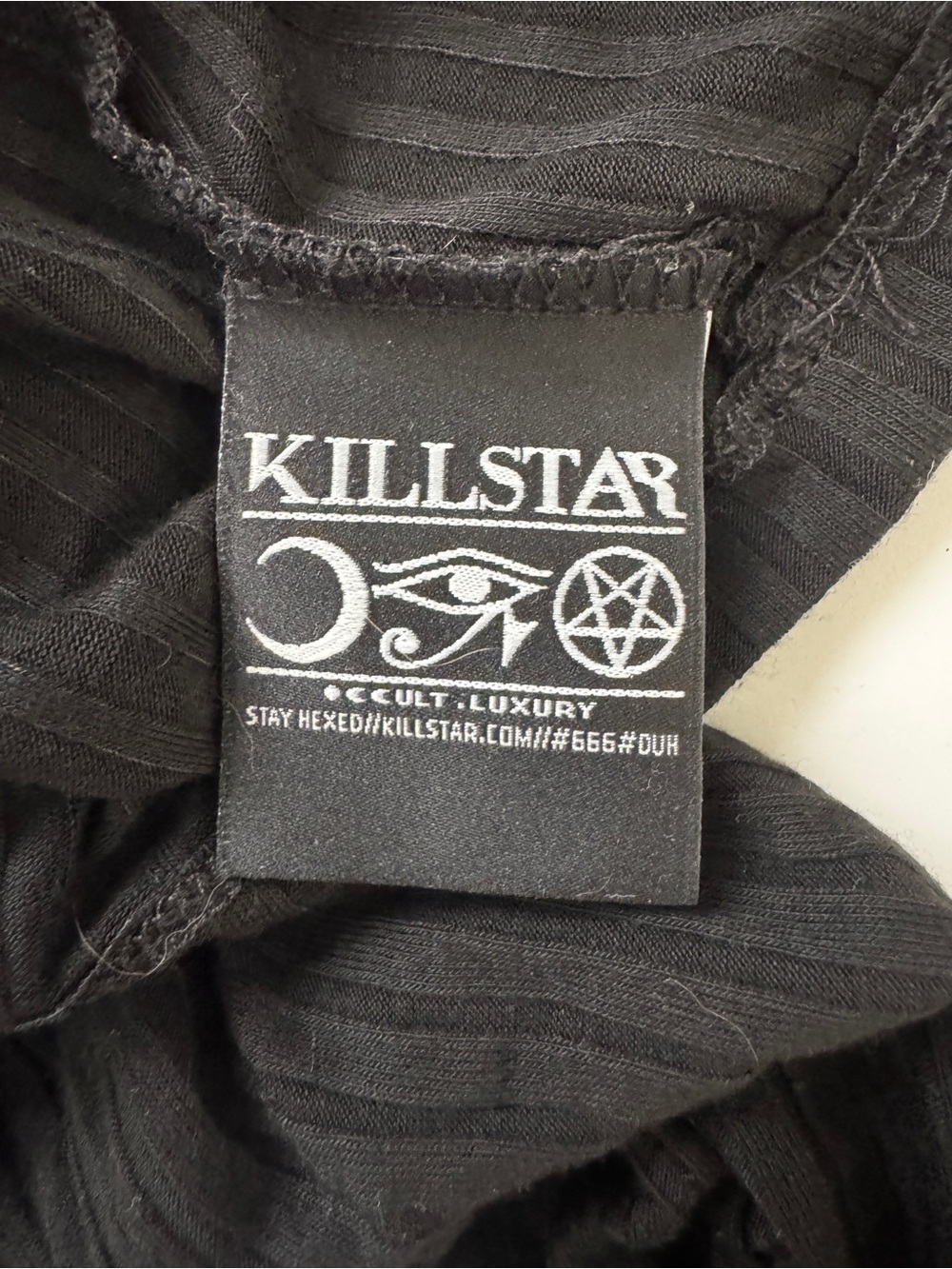Killstar Asylum Band of Misfits Crop Top Rib Knit Pentagram Harness Black Sz M - Picture 6 of 13